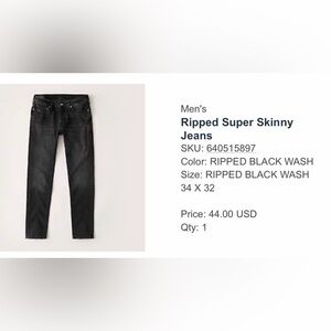 Abercrombie Ripped Black Jeans for Men
